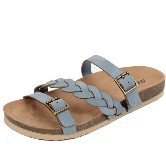 GIRLS Blue Buckle Strap Platform Slip On Sandal - Picture 4 of 4